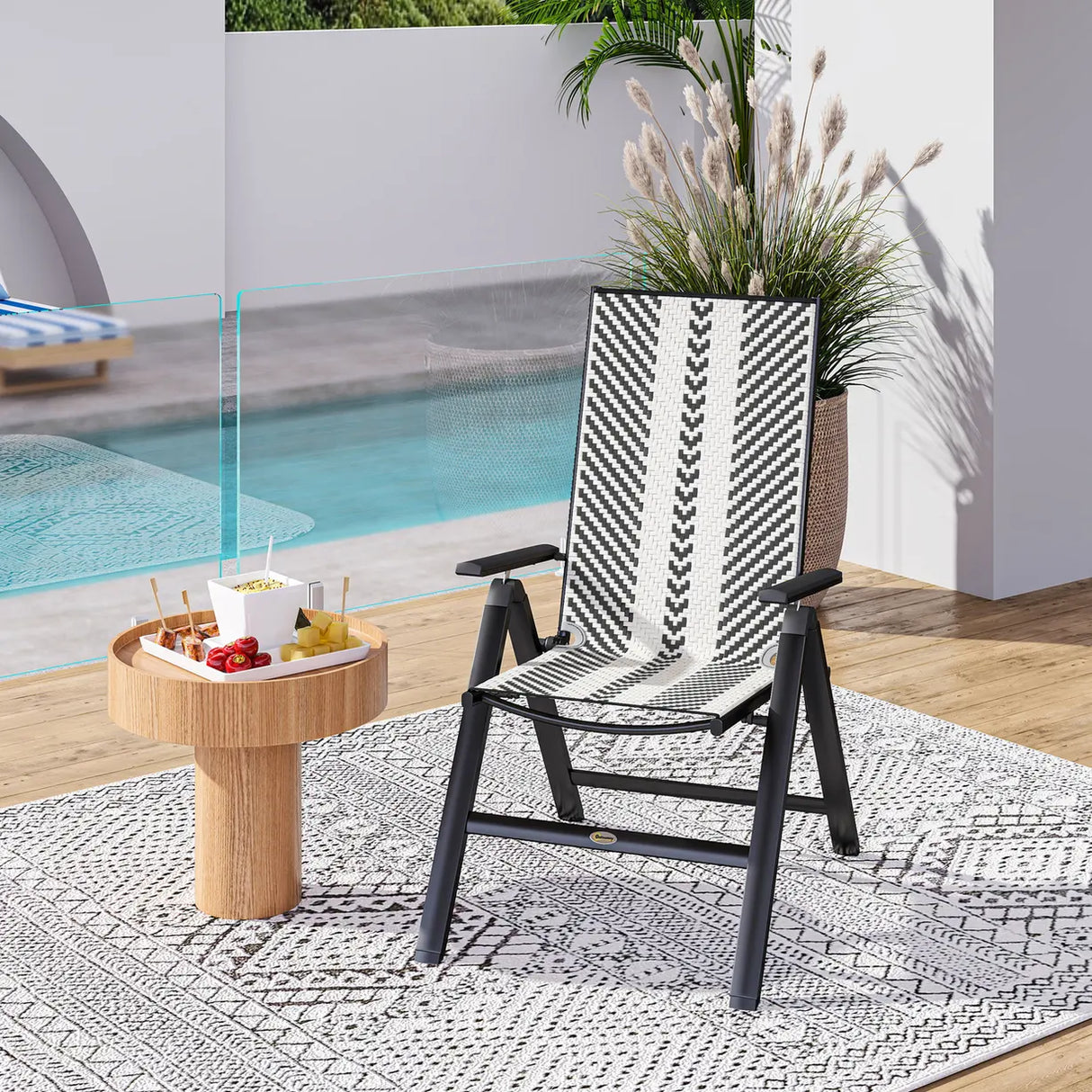 Outsunny Rattan Reclining Garden Chairs - Black