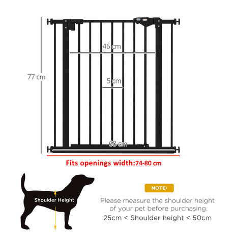 PawHut Adjustable Safety Gate w/ One Extensions, Four Adjustable Screws, Black