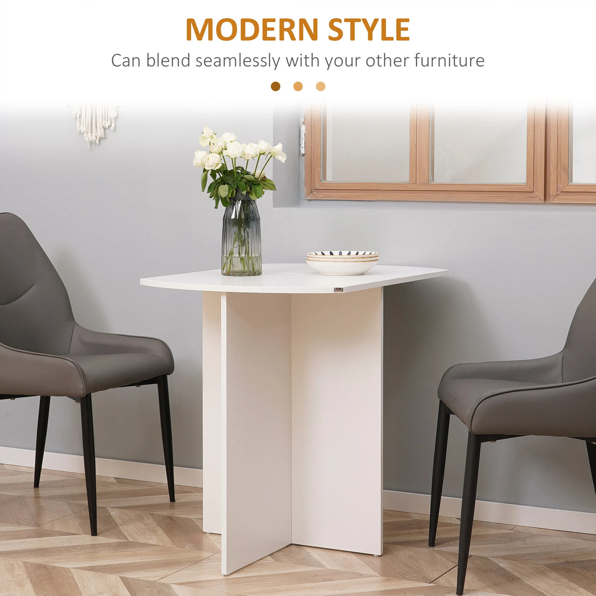 HOMCOM Four-Person Drop Leaf Dining Table - White