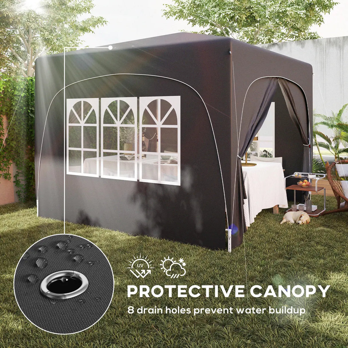 Outsunny 3 x 3m Pop-Up Gazebo Shelter, with Accessories - Black