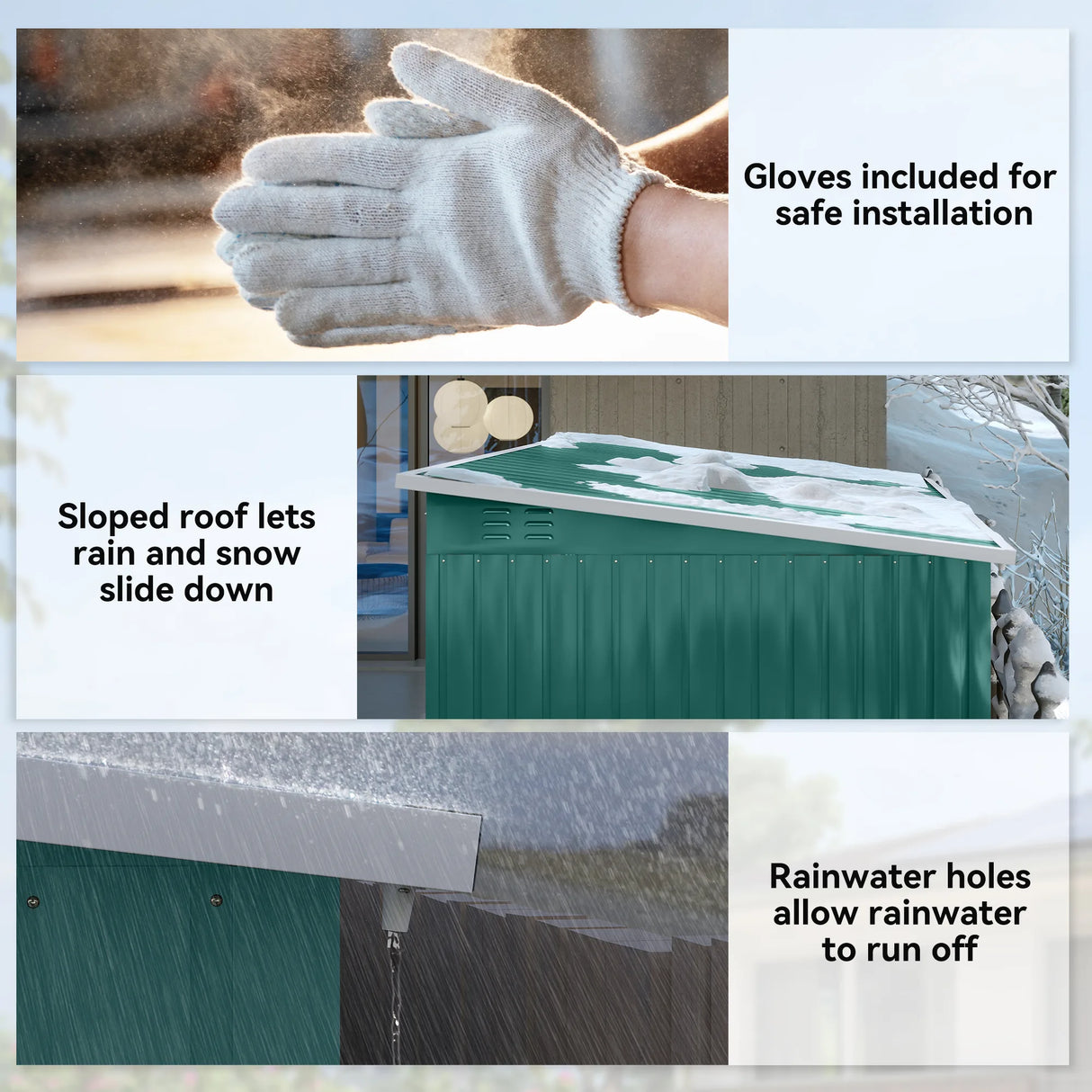 Outsunny 8.5 x 6ft Storage Shed Galvanised Steel Garden Shed, Metal Shed with Foundation Kit, Window, Lockable Wide Doors and Air Vents for Outdoor Patio, Green