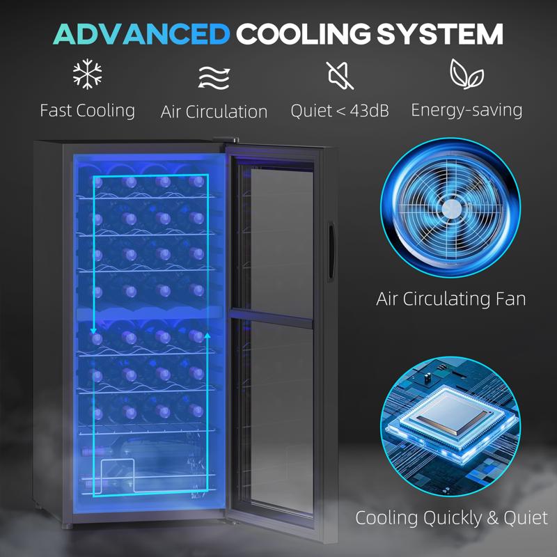 HOMCOM 32 Bottle Dual Zone 5-18C Wine Fridge - Black