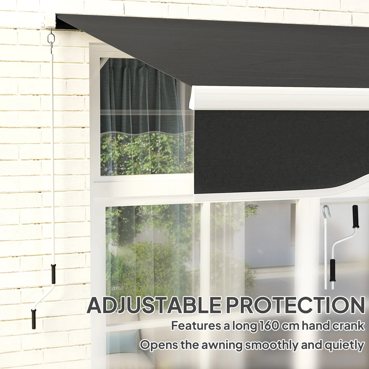 Outsunny Garden Retractable Awning - Black