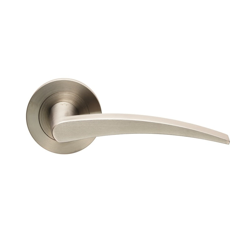 VOLANTES LEVER ON SPRUNG SCREW-ON ROUND ROSE - SATIN STAINLESS STEEL - PAIR