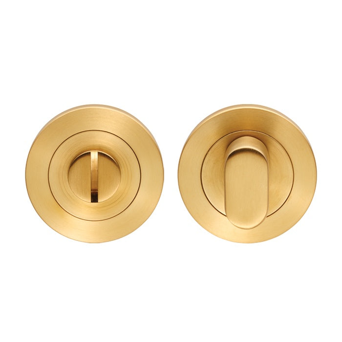 TURN & RELEASE - 5MM SPINDLE - SCREW-ON ROUND ROSE - SATIN PVD - SET