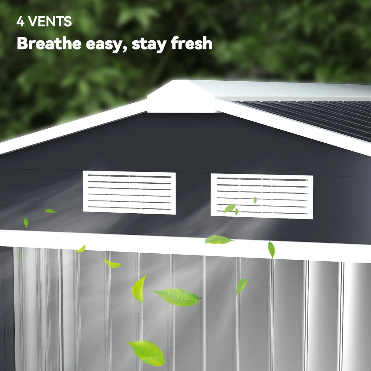 Outsunny 7 x 4ft Weatherproof Shed, Outdoor Bike Storage Shed with Ventilation Slots, Foundation Kit and Lockable Double Doors, Dark Grey