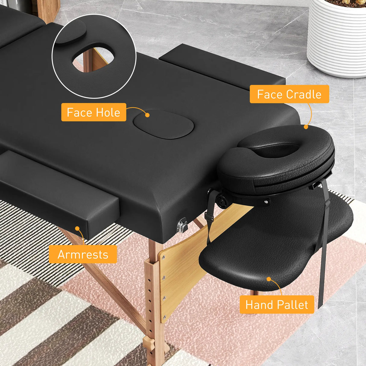 HOMCOM Adjustable Folding Massage Table - Black