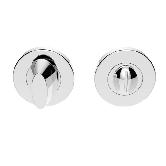 TURN & RELEASE ON CONCEALED FIX PUSH ON ROUND ROSE - POLISHED CHROME - 52MM - SET