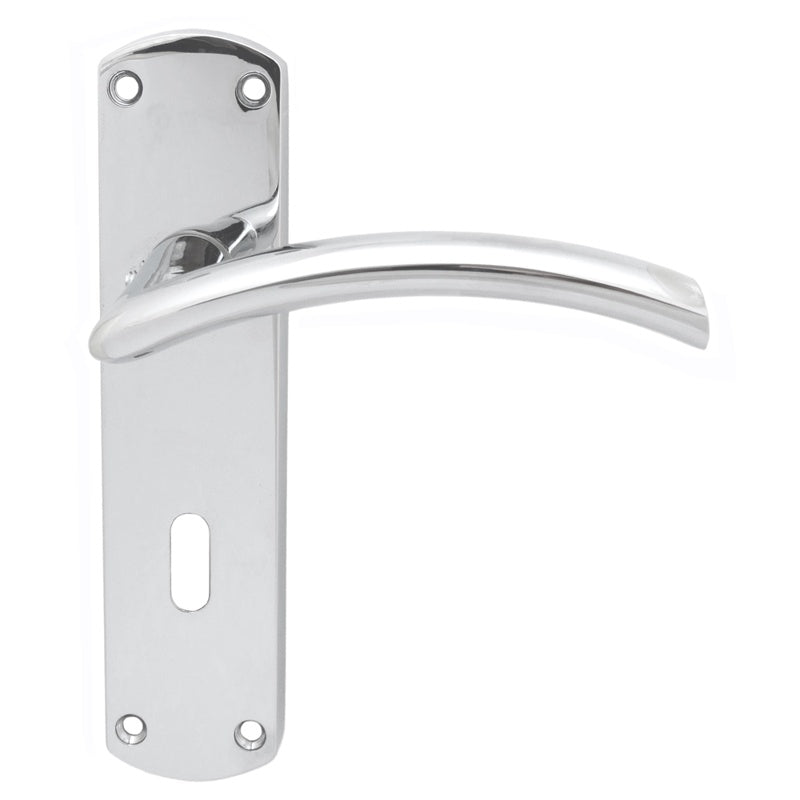 SEROZZETTA TRES LEVER ON BACKPLATE - LOCK 57MM C/C - POLISHED CHROME - 42MM X 170MM - PAIR