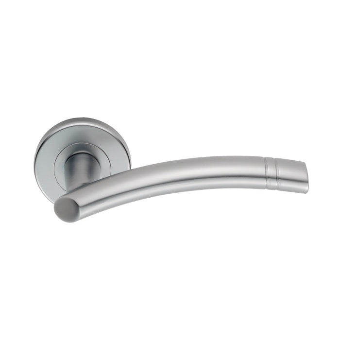 SEROZZETTA CUARENTA LEVER ON CONCEALED FIX PUSH ON ROUND ROSE - SATIN CHROME - 52 MM DIA - PAIR