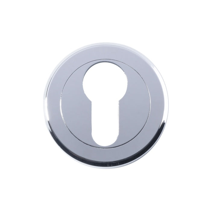 ESCUTCHEON - EURO PROFILE - SCREW-ON ROUND ROSE - POLISHED CHROME - 52MM - EACH