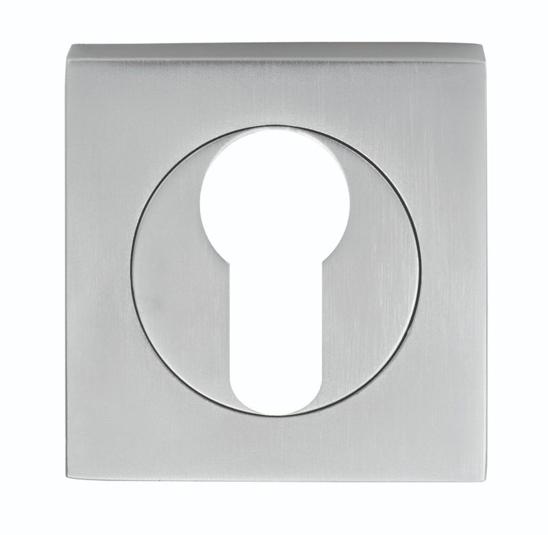ESCUTCHEON - EURO PROFILE - SQUARE ROSE - SATIN CHROME - 52MM - EACH