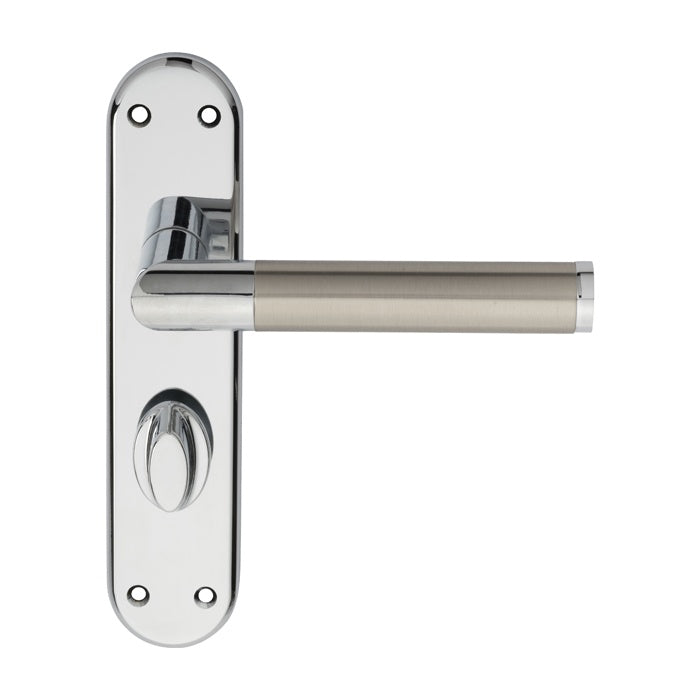SCOPE LEVER ON FACE-FIX BACKPLATE - BATHROOM 57MM - POLISHED CHROME/SATIN NICKEL - 180 X 40 - PAIR