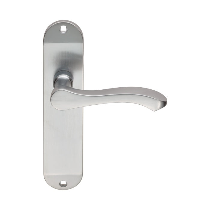 STYLE LEVER ON FACE-FIX BACKPLATE - LATCH - SATIN CHROME - 180MM X 40MM - PAIR