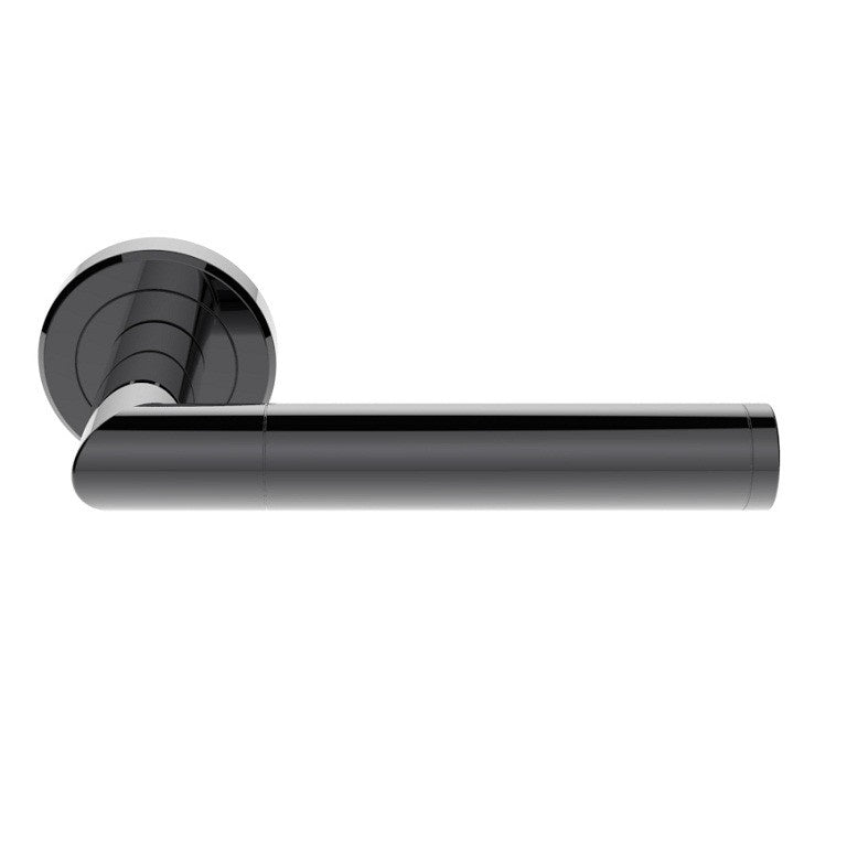 TREND LEVER ON SPRUNG SCREW-ON ROUND ROSE - BLACK NICKEL - 50MM - PAIR