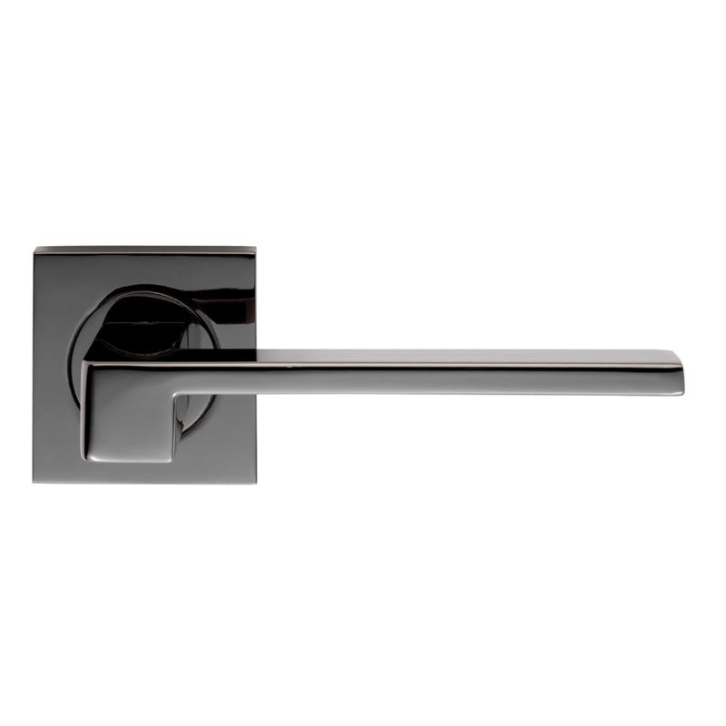 EQUI LEVER ON SPRUNG PUSH-ON SQUARE ROSE - BLACK NICKEL - PAIR