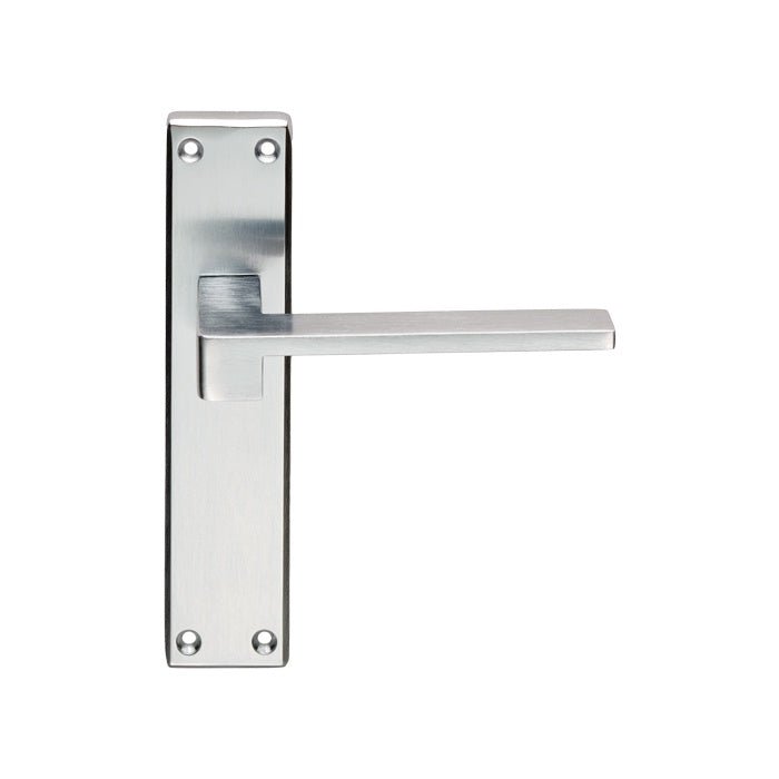 EQUI LEVER ON FACE-FIX BACKPLATE - LATCH - SATIN CHROME - 180MM x 40MM - PAIR