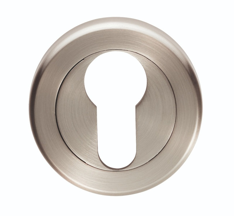 ESCUTCHEON - EURO PROFILE - SCREW-ON ROUND ROSE - SATIN NICKEL - EACH