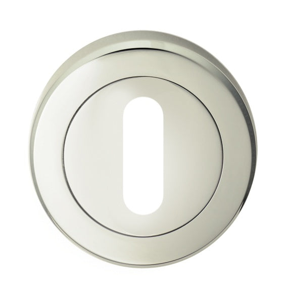 ESCUTCHEON - LOCK PROFILE - SCREW-ON ROUND ROSE - POLISHED NICKEL - EACH