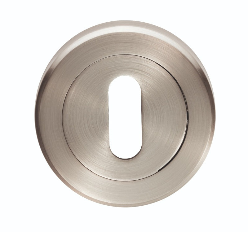 ESCUTCHEON - LOCK PROFILE - SCREW-ON ROUND ROSE - SATIN NICKEL - EACH