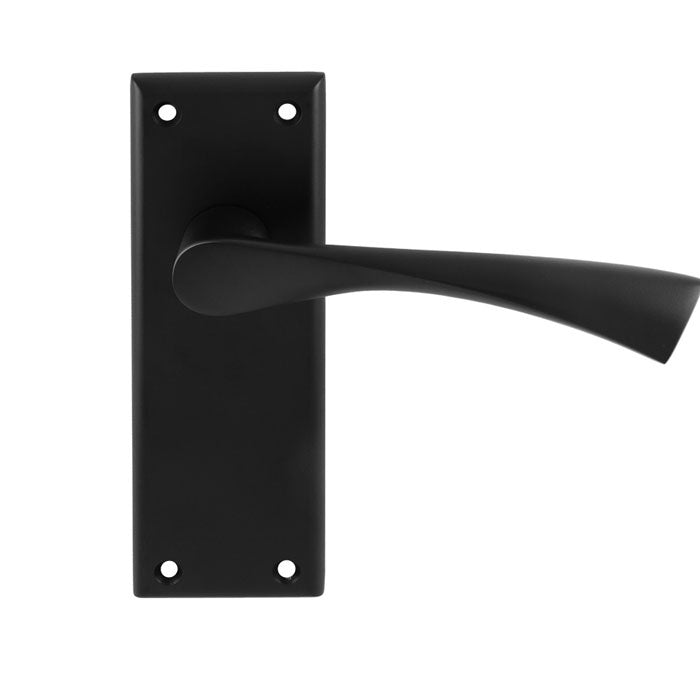 VENTI LEVER ON FACE-FIX BACKPLATE - LATCH - MATT BLACK - PAIR