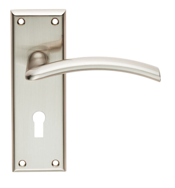 TRENTA LEVER ON FACE-FIX BACKPLATE - LOCK 57MM - SATIN NICKEL - PAIR