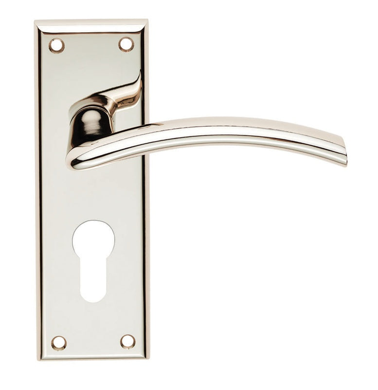 TRENTA LEVER ON FACE-FIX BACKPLATE - EURO 47.5MM - POLISHED NICKEL - PAIR