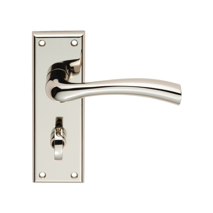 CINQUANTA LEVER ON FACE-FIX BACKPLATE - BATHROOM 57MM - POLISHED NICKEL - PAIR