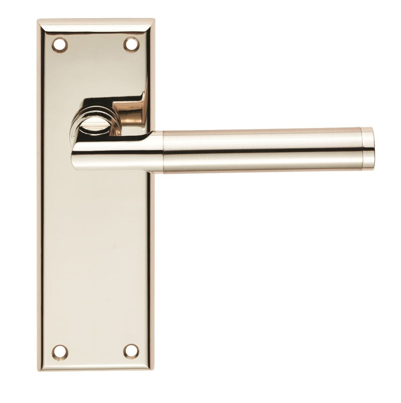 SESSANTA LEVER ON FACE-FIX BACKPLATE - LATCH - POLISHED NICKEL/SATIN NICKEL - PAIR