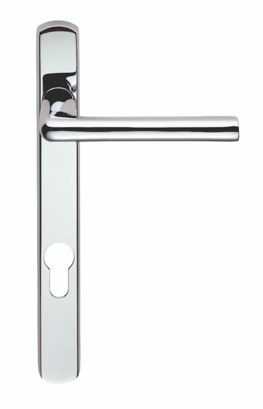 SEROZZETTA ROSA LEVER ON NARROW PLATE - LOCK EURO PROFILE 92MM C/C - POLISHED CHROME - 220MM x 26MM - PAIR