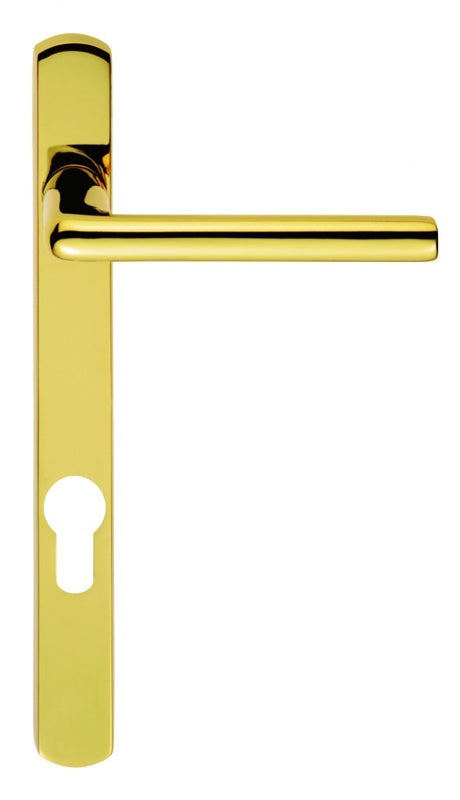 SEROZZETTA ROSA LEVER ON NARROW PLATE - LOCK EURO PROFILE 92MM C/C - STAINLESS BRASS - 220MM x 26MM - PAIR