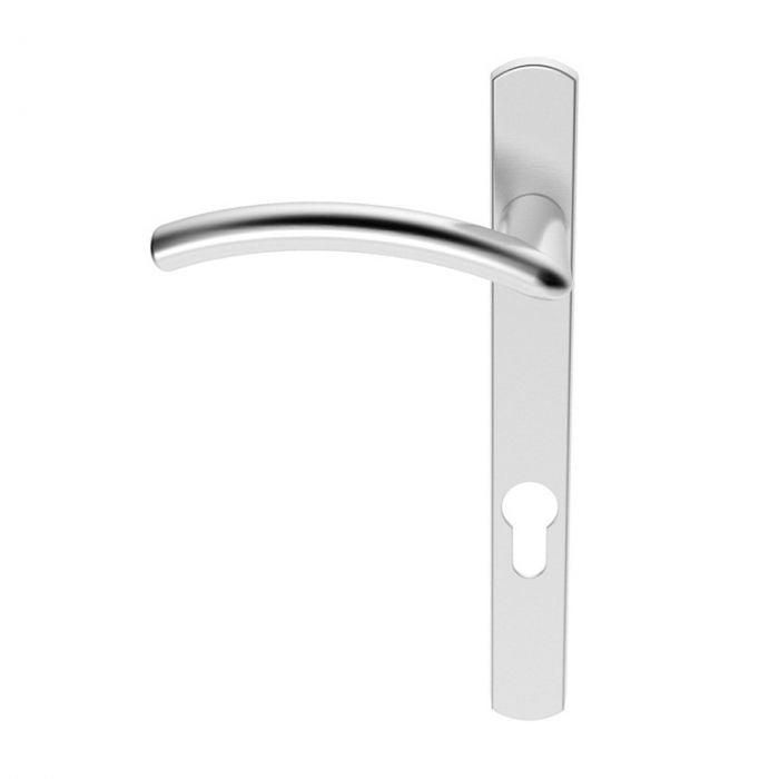 SEROZZETTA VERDE LEVER ON NARROW PLATE - LOCK EURO PROFILE (92MM C/C) LEFT HAND - SATIN CHROME - 220MM x 26MM - PAIR