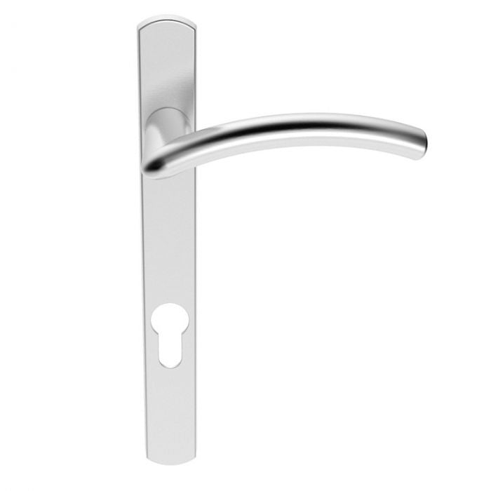 SEROZZETTA VERDE LEVER ON NARROW PLATE - LOCK EURO PROFILE (92MM C/C) RIGHT HAND - SATIN CHROME - 220MM x 26MM - PAIR