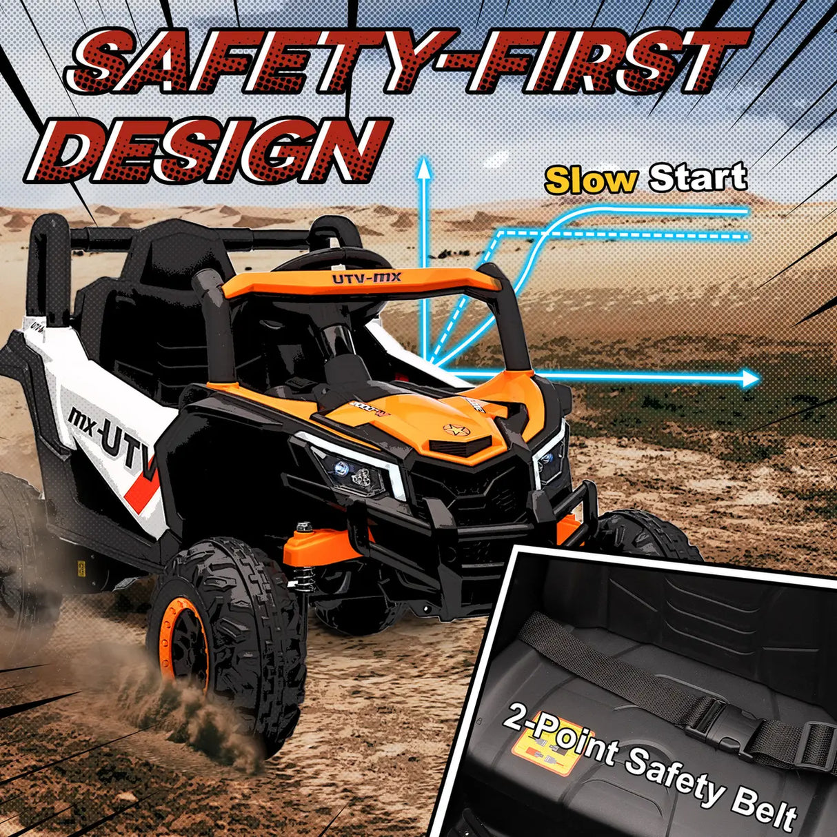 AIYAPLAY 12V Kids Ride On Car with Remote Control, Kids Electric Car with Suspension System, Music, for Ages 3-5 Years, Orange