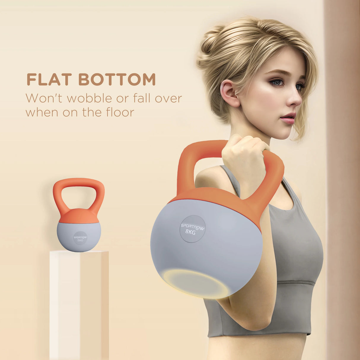 SPORTNOW 8KG Soft Kettlebell, Kettlebell with Non-Slip Handle for Home Gym, Weight Lifting, Strength Training, Orange/Grey