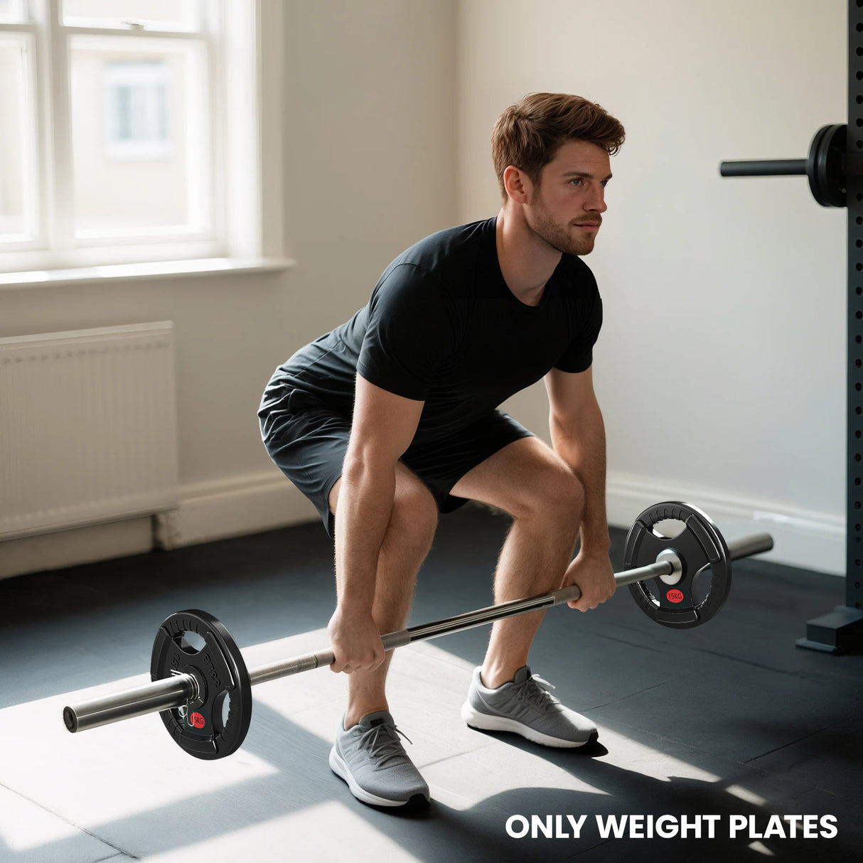 SPORTNOW Olympic Weight Plates, 2"/5cm Weight Disc Pair with Tri-Grips, 2 x 15kg Dumbbell Plates for Weightlifting and Strength Training Home Gym Fitness Workout, Black