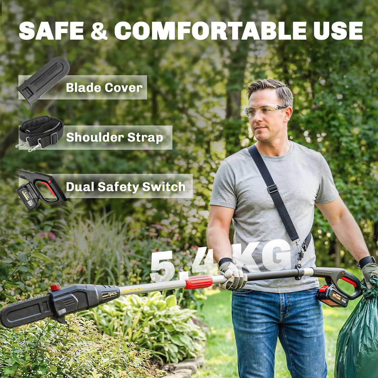Outsunny 18V 8" Cordless Pole Chainsaw, 1.94m/2.56m Electric Chainsaw with 2 x 4.0Ah Batteries, Charger, Auto Lubrication