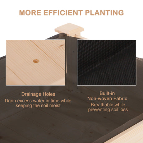 Outsunny Garden Wooden Planters14 Non-Woven Fabric, Rectangular Raised Bed,Fir Wood14Indoor/Outdoor, 122.5Lx56.5Wx76H cm