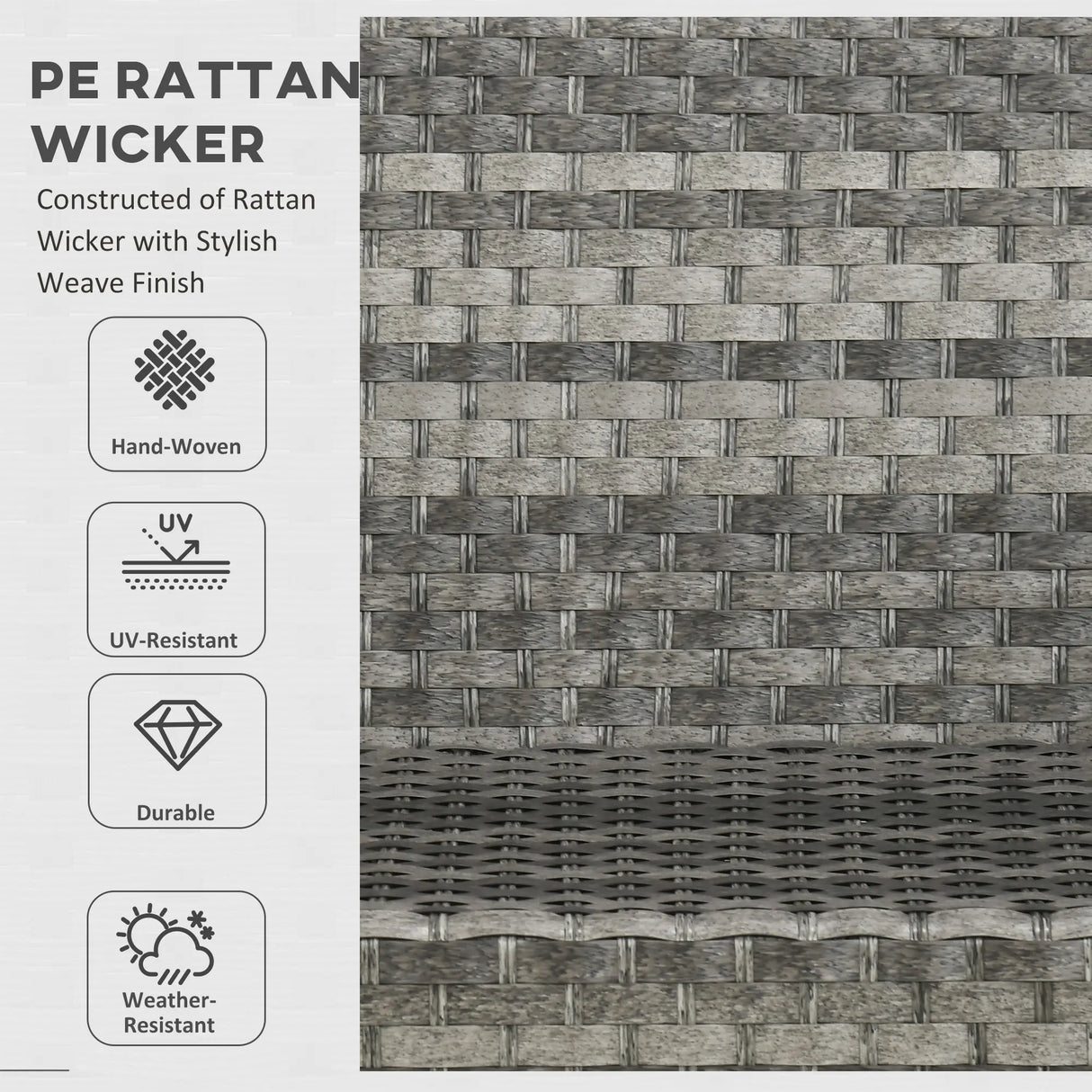 Outsunny Seven-Piece Firepit Table Rattan Sofa Set - Grey