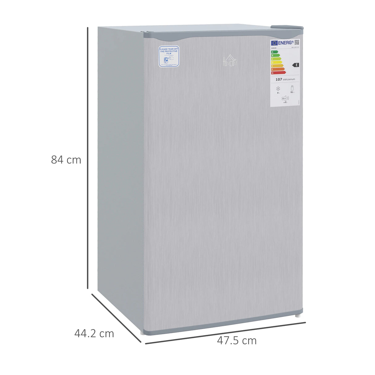 HOMCOM 91 Litre Freestanding Under Counter Fridge Freezer, Small Fridge with Chiller Box, Adjustable Thermostat, 47.5cm Wide, Grey