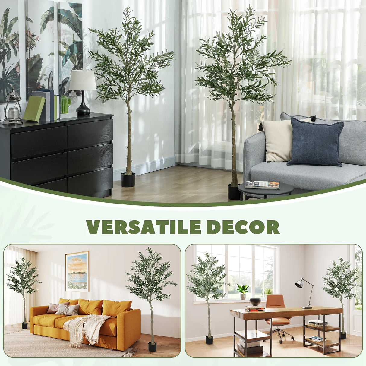 HOMCOM Set of Two Silk Leaf Artificial Olive Trees