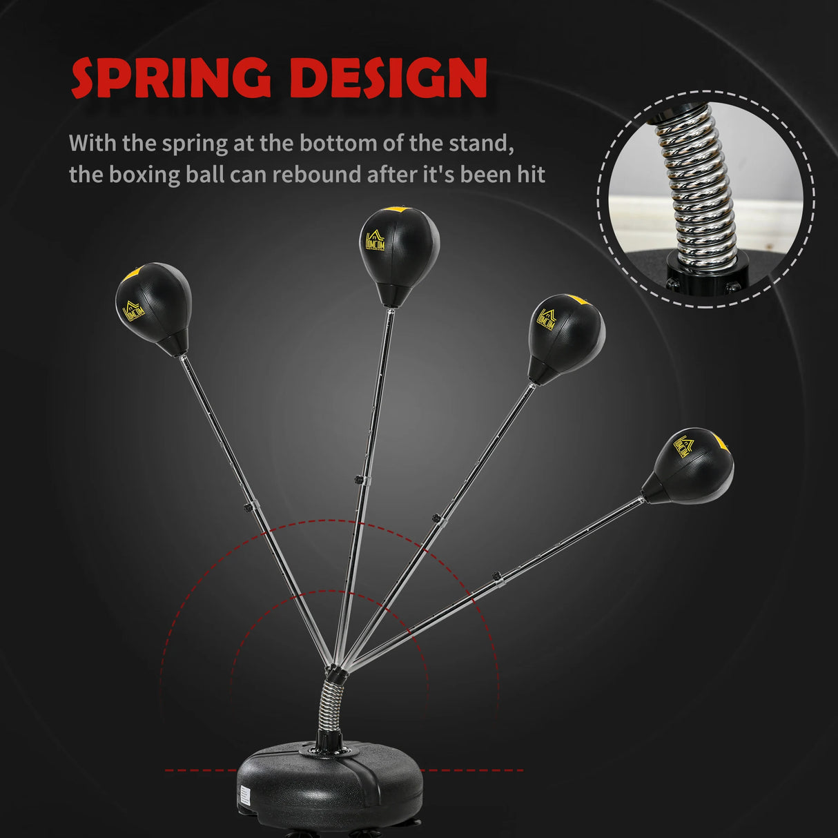 HOMCOM Punching Bag with Stand, 133-151cm Adjustable Height, for Teens, Gold Tone/Black