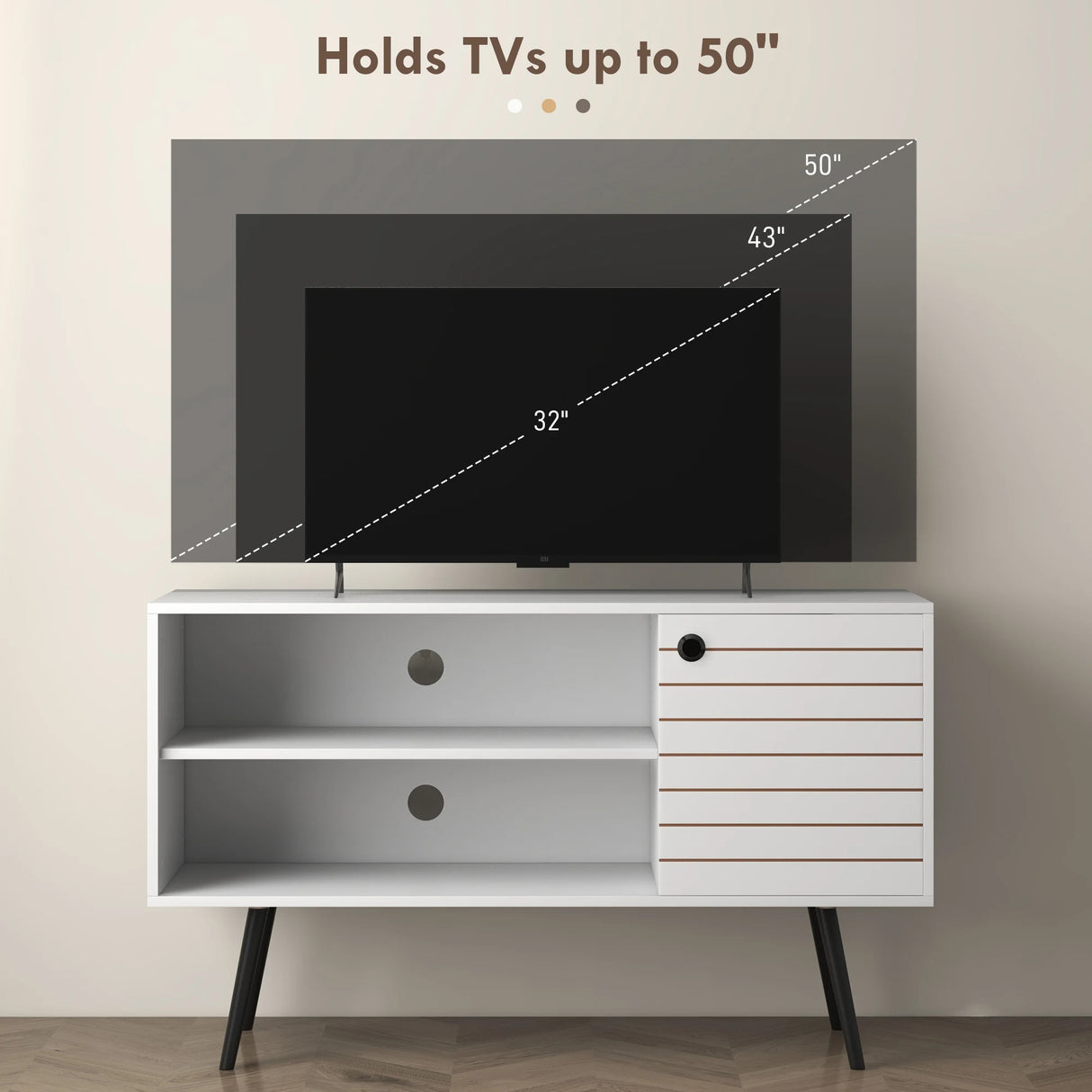 HOMCOM Duo Storage TV Unit, with Striped Door - White