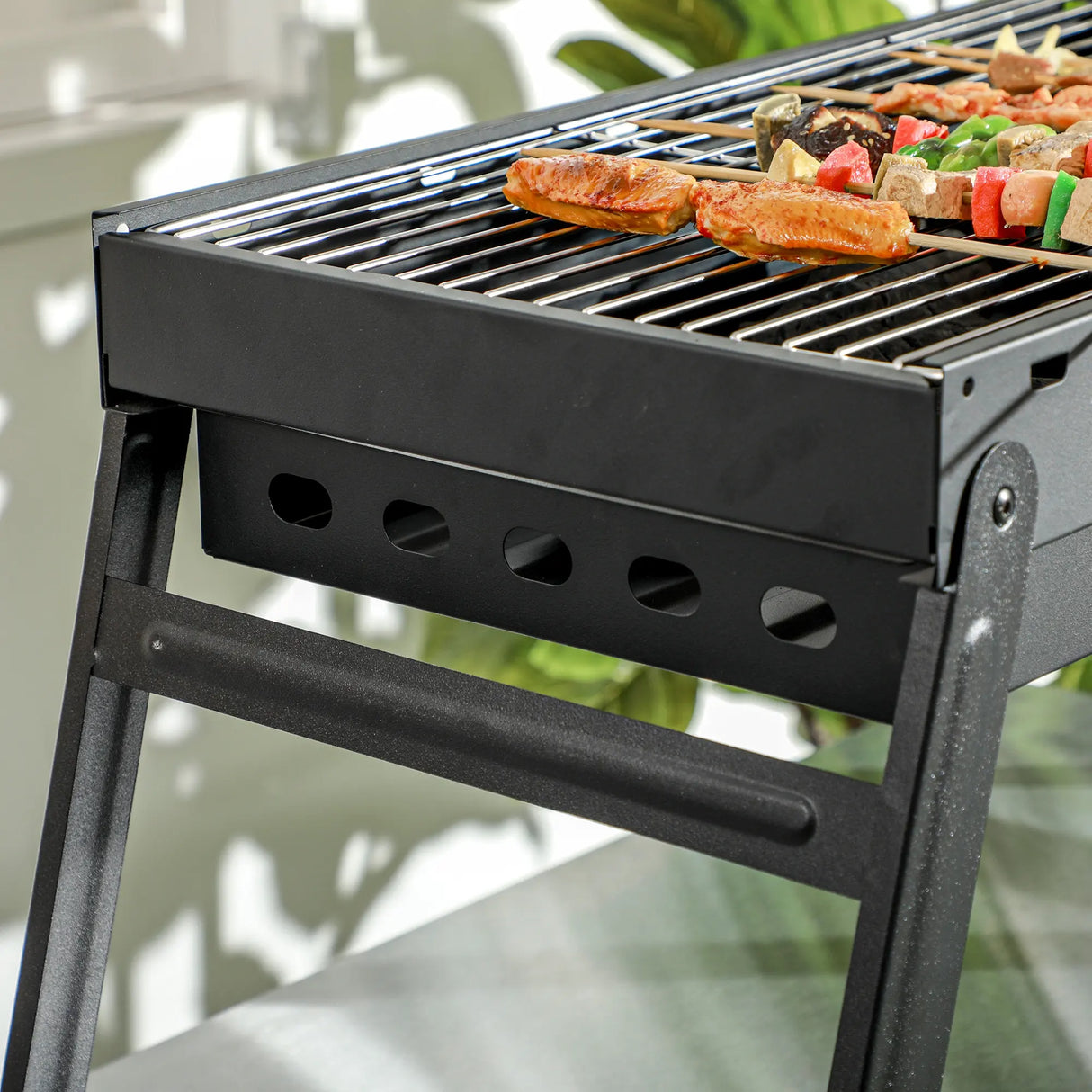 Outsunny Foldable Charcoal Grill - Black