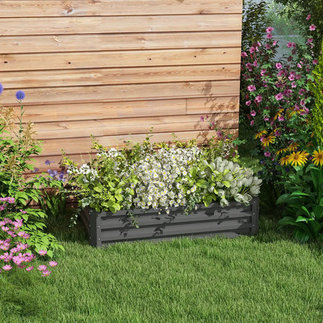 Outsunny Rectangle Raised Garden Bed Box with Weatherized Steel Frame for Vegetables, Flowers, & Herbs, 120 cm x 60 cm x 30.5 cm, Light Grey