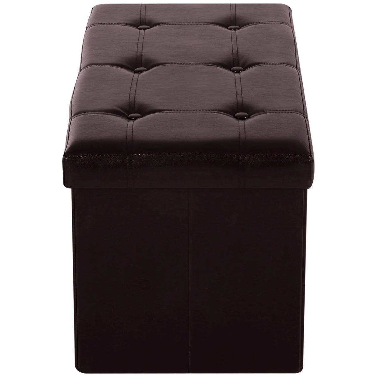 HOMCOM Folding Faux Leather Storage Cube Ottoman Bench Seat PU Rectangular Footrest Stool Box (Brown)
