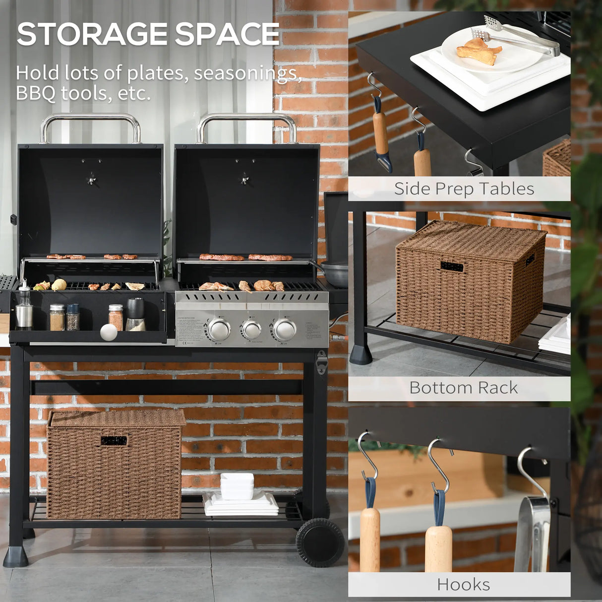 Outsunny Dual Fuel BBQ Grill - Black