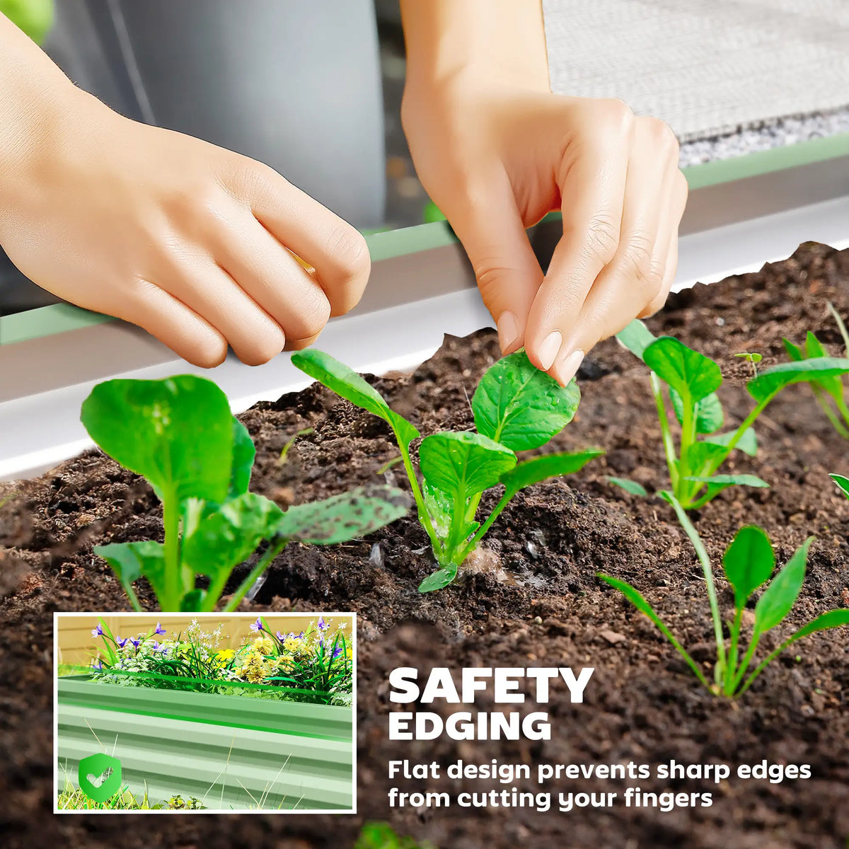 Outsunny Set of Two 110 x 50cm Steel Planter Boxes - Light Green