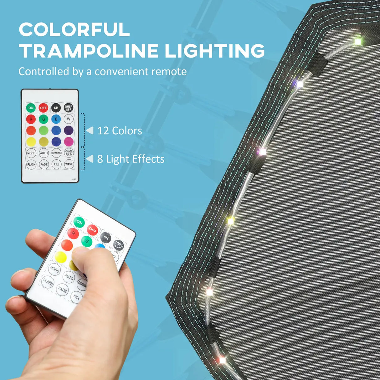 SPORTNOW 45" Rebounder Trampoline for Adults, Quiet Bungee Rebounder with LED Lights and Adjustable Handle, Blue