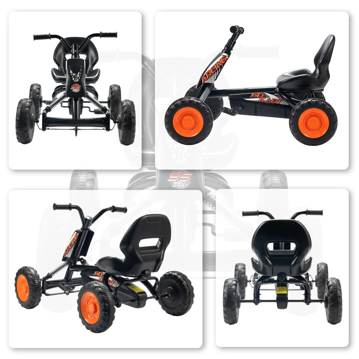 AIYAPLAY Kids Pedal Go Kart with Steel Frame, Sporty Design, for Ages 2-5 Years, Black